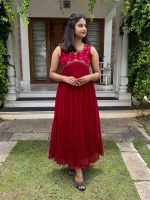 Reddishmarron faux georgette kurti