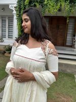 Offwhite mul chanderi kurti - Image 2