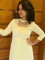 yellow faux georgette kurti - Image 2