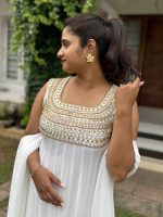 offwhite georgette panel cut  kurti - Image 2