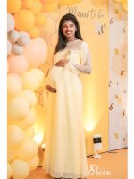 Pastel yellow A-line gown