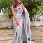 Grey rawsilk saree