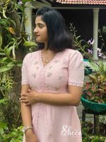 Blush Pink net cotta frock - Image 2