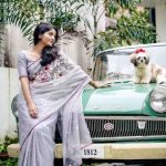 Grey banarasi organza saree