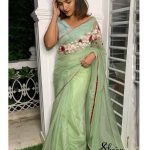 Pista Green organza saree