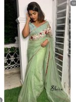 Pista Green organza saree