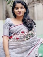 Grey banarasi organza saree - Image 2