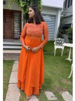 Dark orange georgette outfit