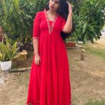Red faux georgette kurti