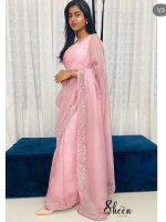 Onion pink organza saree