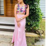 Pink crop top and skirt