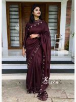 COFFEE BROWN ORGANZA SAREE