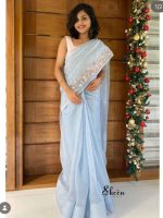 Skyblue organza saree