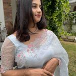 Powder blue organza saree