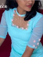 Celestial blue faux georgette kurti - Image 2