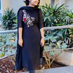 Black faux georgette kurti