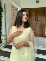Pastel yellow net saree - Image 2
