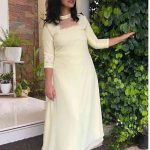 yellow faux georgette kurti