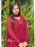 Reddish marron faux georgette kurti - Image 2