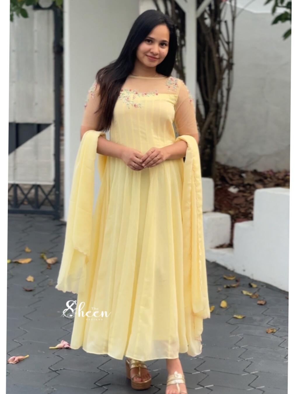 IMG_7518 yellow faux georgette panel cut - Image 1