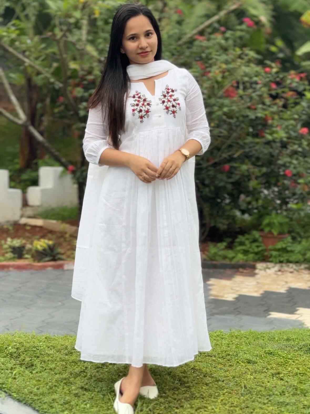 IMG_7541 White net cotta kurti - Image 1