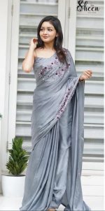 Grey uppada silk saree - Image 2