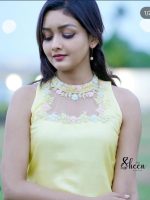 yellow crispy georgette kurti - Image 2