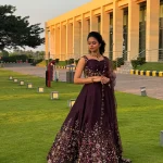 Wine Red Raw Silk Bridal Lehenga