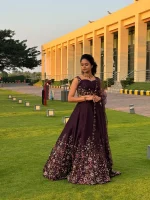 Wine Red Raw Silk Bridal Lehenga