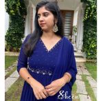 Blue faux georgette umbrella cut kurti - Image 2