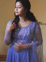 Blue shade crop top, skirt, and dupatta - Image 2