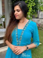 Aquablue georgette Anarkali - Image 2