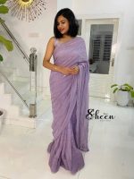 Premium pastel purple soft organza saree - Image 2