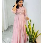 pastel peach faux georgette kurti