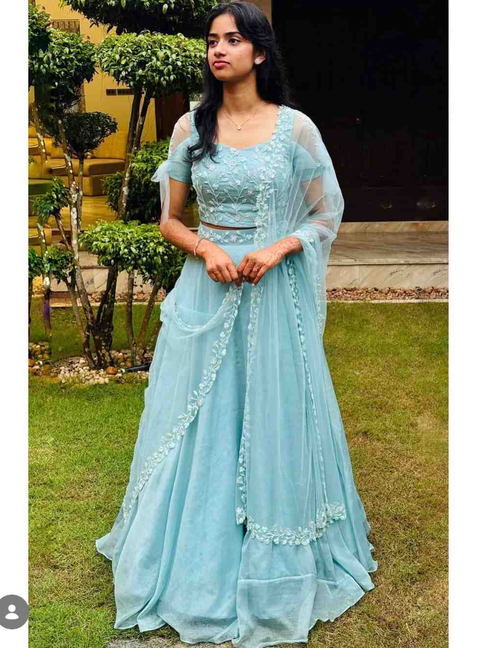 0A5A294A-AA5E-44F7-96F3-84EB48A111CE (1) pastel blue shade ensemble featuring crop top and skirt - Image 1