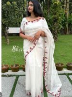 Offwhite organza saree