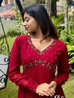 Reddish maroon faux georgette kurti - Image 2
