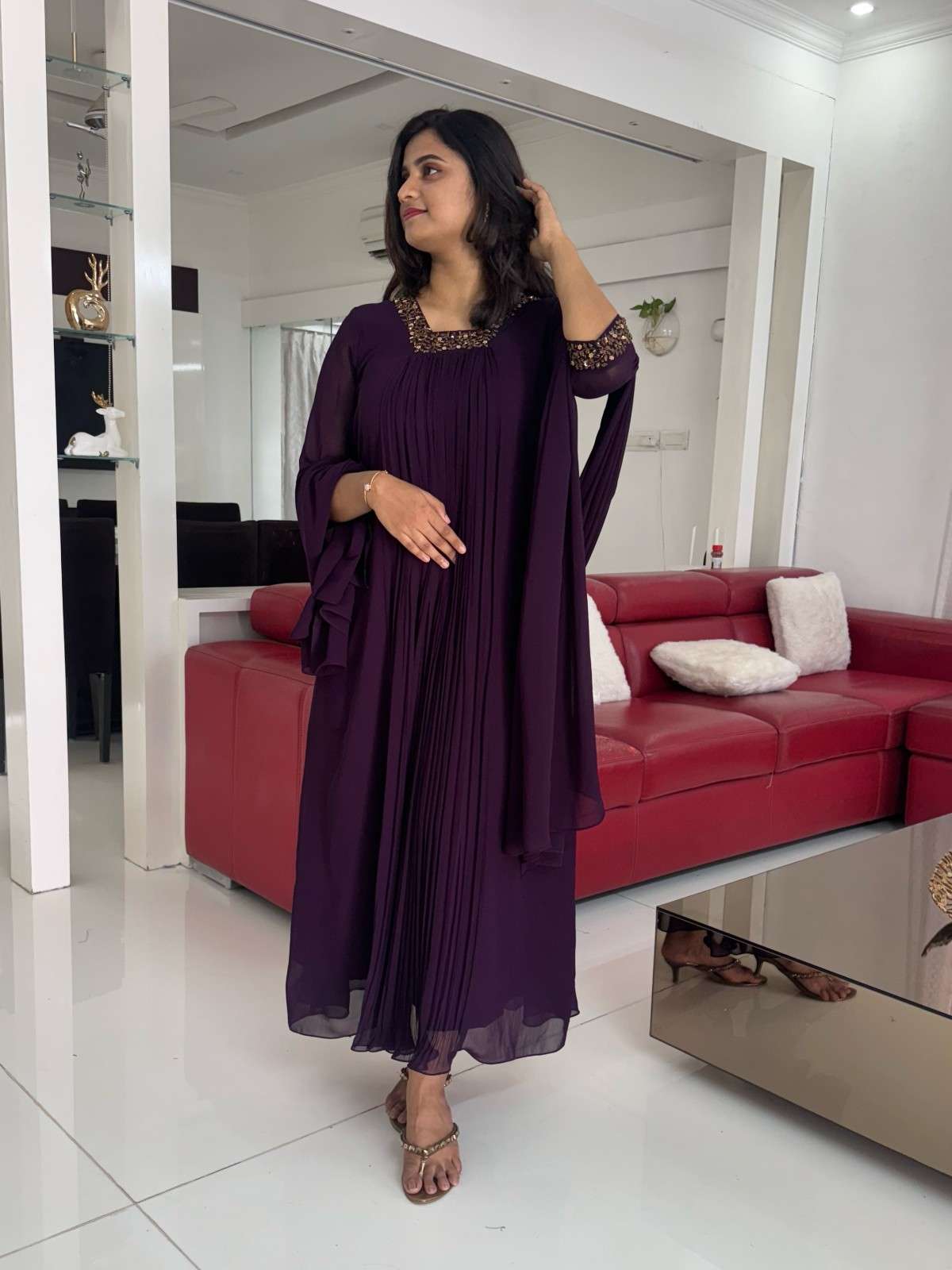 10A58860-B04A-4504-B7A4-03CD0956CAEA Dark winered kurti - Image 1