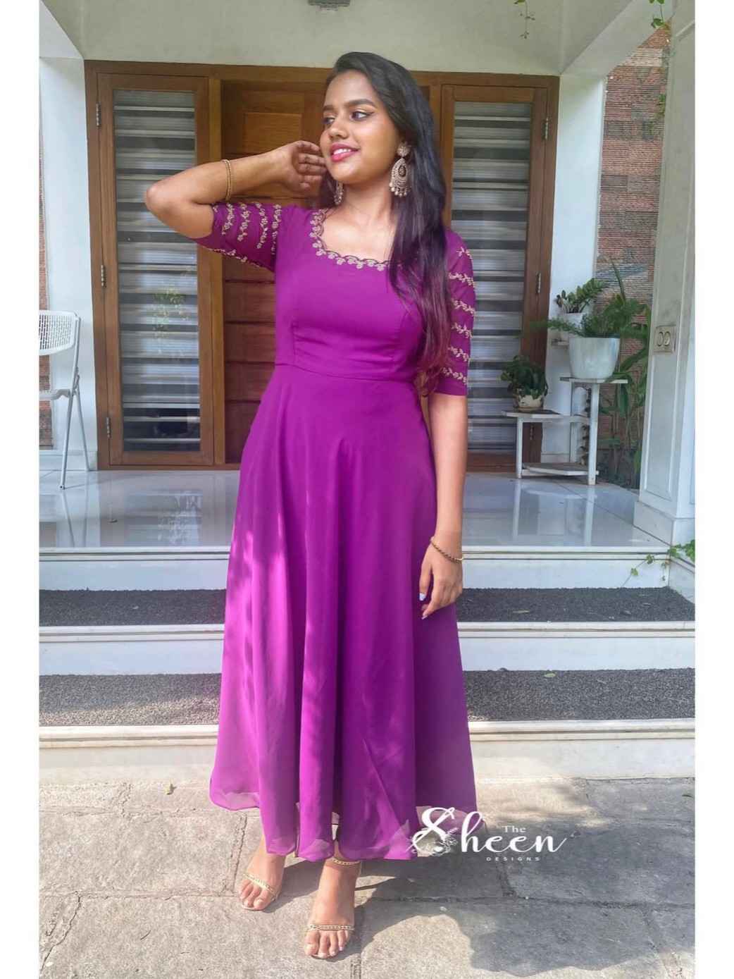 14454342-D157-4EB3-8DFA-AB924394CBE0 (1) Purple umbrella cut kurti - Image 1