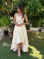 Pastel yellow Rawsilk crop top