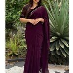 dark wine-red georgette saree