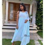 Sky-blue georgette Anarkali