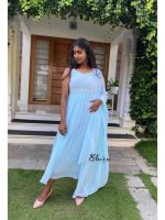 Sky-blue georgette Anarkali