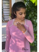 Powder pink georgette A-line kurti - Image 2