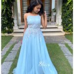 Sky-blue net gown