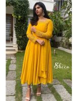 Bright yellow-orange panel-cut kurti