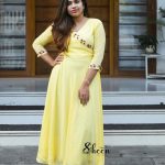 Yellow umbrella-cut kurti