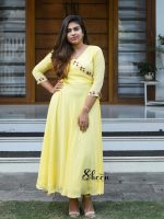 Yellow umbrella-cut kurti