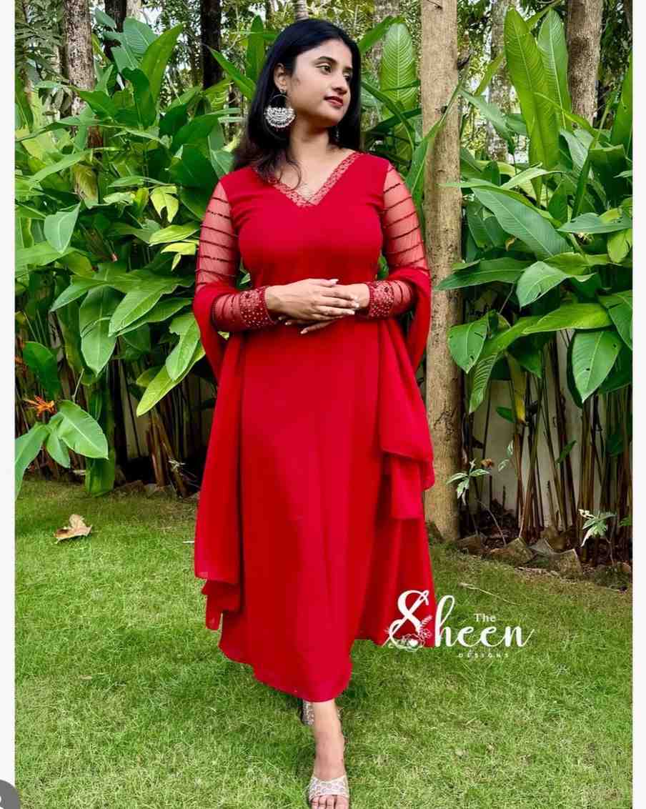 228664A2-B33F-4880-B458-25CFFF8E9BBF red kurti - Image 1