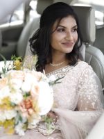 Pastel pink bridal saree - Image 2